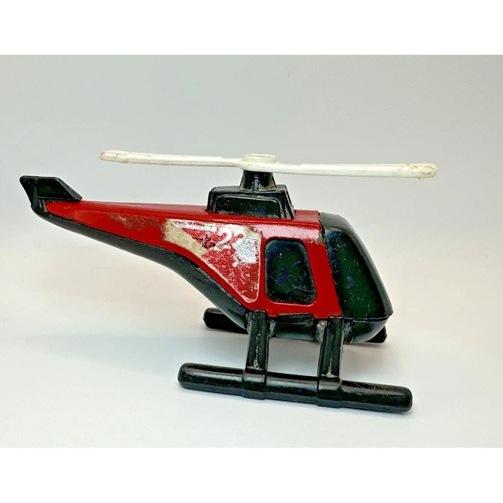 Vintage 1985 Tonka Fire Rescue Helicopter #23 Diecast Red Black Fire Dept Toy